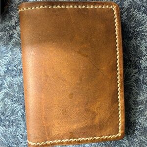Brown Leather Wallet - hand made and stitched